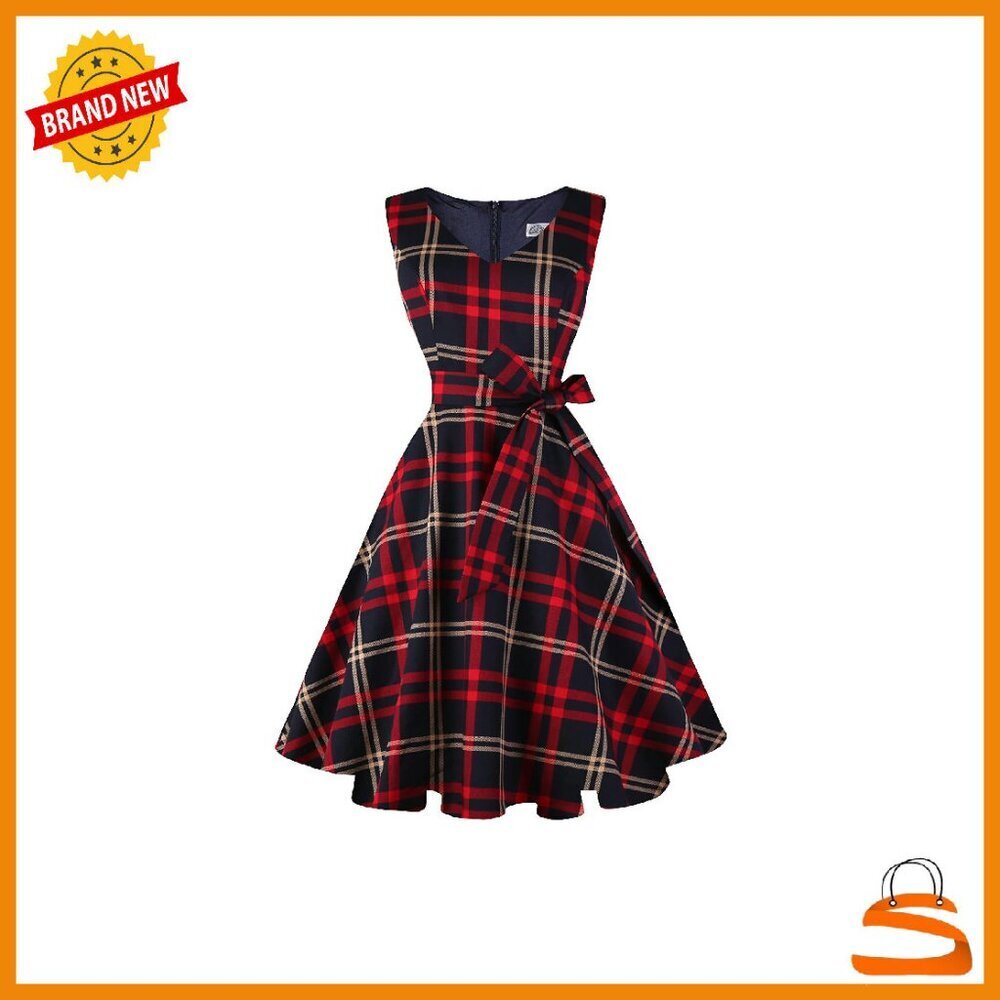 Vintage Sleeveless Cocktail Dress with Pockets, Knee Length